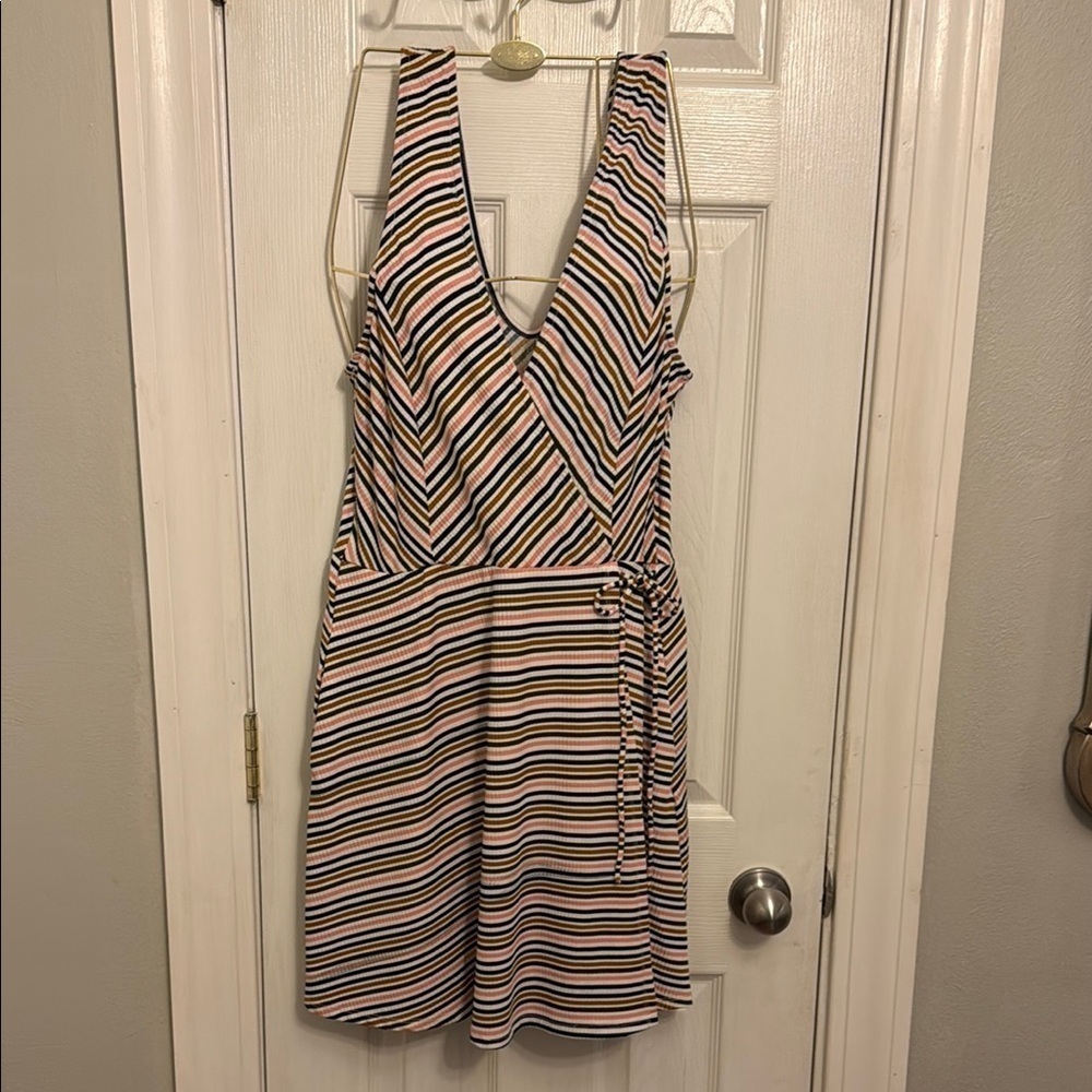 NWT Speechless Tan and Blue Sleeveless V-Neck Sundress